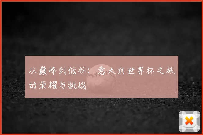 从巅峰到低谷:意大利世界杯之旅的荣耀与挑战